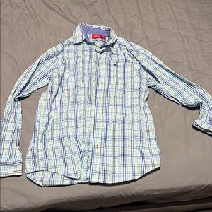 Izod Blue and Green Plaid Button Down Shirt